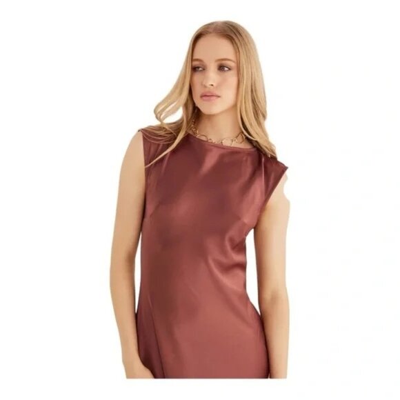 Kimberly Sheath Maxi Dress in Mocha by Rumer - Size Small - Picture 1 of 8